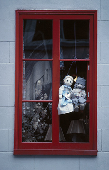 Window with rag dolls